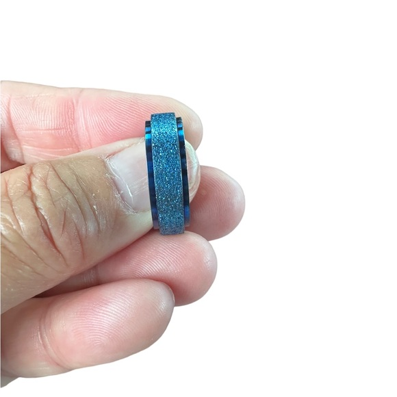 Anti Anxiety Glitter Blue Spinning Ring - Picture 3 of 4